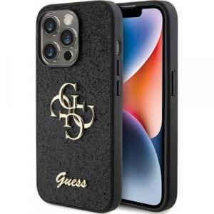 Etui Guess HardCase Glitter Script Big 4G do iPhone 15 Pro Max, czarne