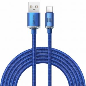 OUTLET: Kabel Baseus Crystal Shine 100W 5A USB-A do USB-C 2m, niebieski