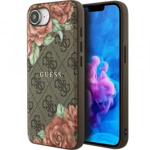 Etui Guess Hardcase 4G Flowers Print MagSafe do iPhone 16e, brązowe