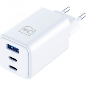 Ładowarka sieciowa 3mk Hyper GaN Charger 65W, 1x USB-A QC 4+, 2x USB-C PD, biała