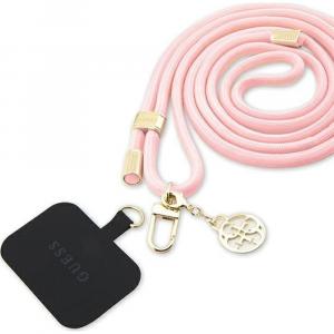 Smyczka na ramię do telefonu Guess CBDY Cord 4G Metal Charm, 150 cm, różowy