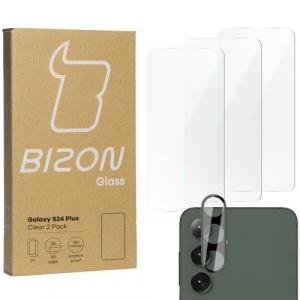 3x Szkło + szybka na aparat BIZON Clear 2 Pack do Galaxy S24 Plus