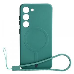 Etui silikonowe z pierścieniem magnetycznym Bizon Case Silicone Magnetic do Galaxy S23, ciemnozielone