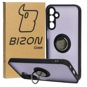 Etui z uchwytem na palec Bizon Case Hybrid Ring do Galaxy A15 5G/4G, przydymione z czarną ramką