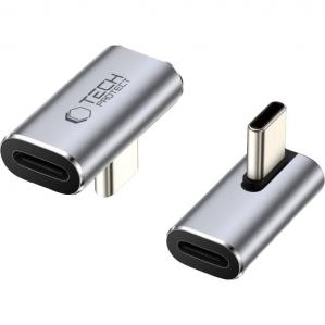 Adapter kątowy USB-C do USB-C, Tech-Protect UltraBoost AA03, 100W, 40Gb/s, szary