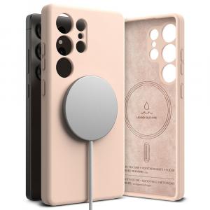 Etui Ringke Silicone Magnetic do MagSafe do Galaxy S25 Ultra, różowe