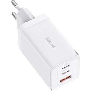 Ładowarka sieciowa Baseus GaN5 Pro 2x USB-C, USB-A 65W + kabel, biała