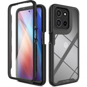 Etui z osłoną na ekran Tech-Protect Defense do Motorola Moto G15 / G15 Power / G05 / E15, przezroczysto-czarne