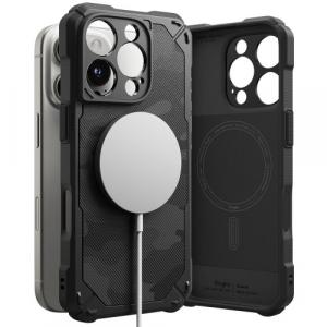 Etui Ringke Rugged Gear Magnetic do MagSafe do iPhone 16 Pro Max, czarne moro