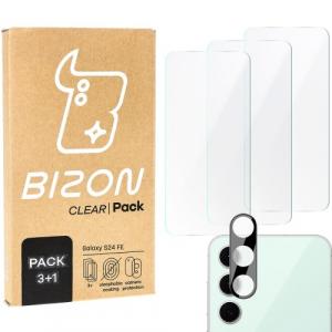 3x Szkło hartowane + szybka na aparat Bizon Clear 2 Pack do Galaxy S24 FE