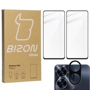 2x Szkło + szybka na aparat BIZON Edge 2 do Realme C55