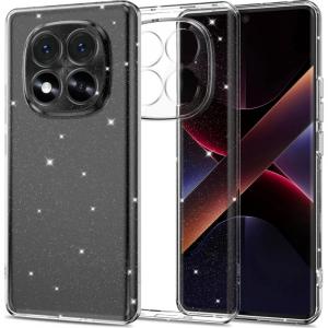 Etui Tech-Protect Flexair do Redmi Note 14 Pro 5G / POCO X7, przezroczyste z brokatem