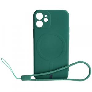 Etui Bizon Case Silicone MagSafe Sq do Apple iPhone 12 Mini, ciemnozielone