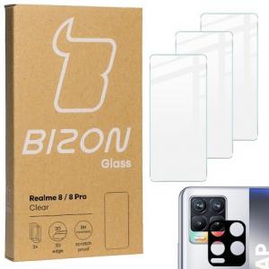 Szkło hartowane Bizon Glass Clear - 3 szt. + obiektyw, Realme 8 / 8 Pro