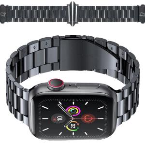 Pasek ze stali nierdzewnej Bizon Strap Watch Aura do Apple Watch 49/46/45/44/42 mm, czarny