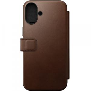 Etui z klapką Nomad Modern Leather Folio do MagSafe, do iPhone 16 Plus, ciemnobrązowe