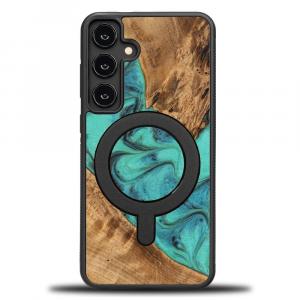 Drewniane etui do Galaxy S25 Plus, Bewood Unique Turquoise do MagSafe