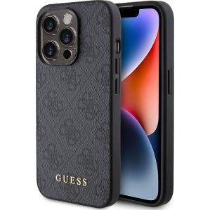 OUTLET: Etui Guess Hard Case 4G Metal Gold Logo do iPhone 15 Pro, szare