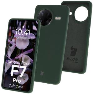 Silikonowe etui Bizon Soft Case do Xiaomi POCO F7 Pro, ciemnozielone
