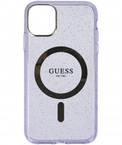 OUTLET: Etui Guess hardcase Glitter Gold MagSafe do iPhone 11 / XR, fioletowe