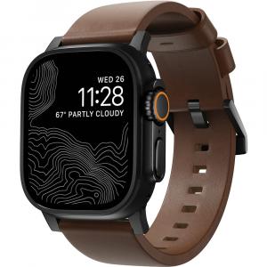 Pasek skórzany Nomad Modern Band do Apple Watch 49/46/45/44 mm, brązowo-czarny