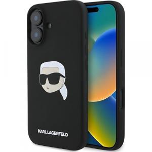 Etui Karl Lagerfeld Hard Case Silicone Karl Head do iPhone 16, czarne