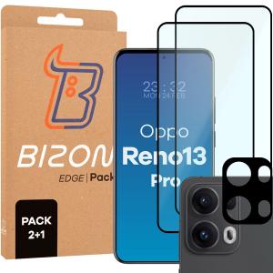 2x Szkło + szybka na aparat Bizon Edge 3D Pack do Oppo Reno13 Pro