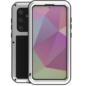 OUTLET: Etui pancerne + szkło LOVE MEI Powerful do Galaxy S24 Plus, srebrne