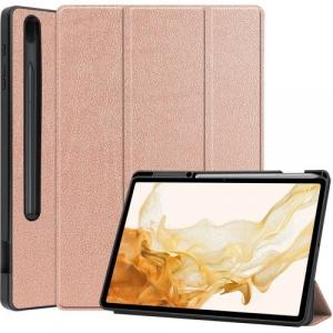 Etui Bizon Case Tab Lizard do Galaxy Tab S8 Plus / S7 Plus, różowozłote