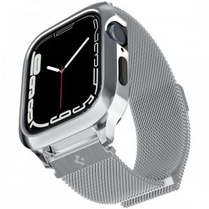 Etui z paskiem Spigen Metal Fit Pro do Apple Watch 45/44 mm, srebrne