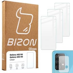 Szkło hartowane Bizon Glass Clear - 3 szt. + obiektyw, Galaxy A52s 5G, A52 4G/5G