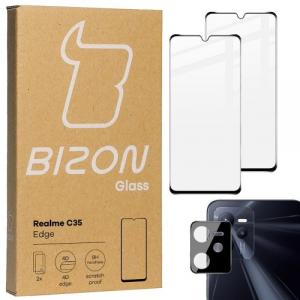 Szkło hartowane Bizon Glass Edge - 2 sztuki + ochrona na obiektyw, Realme C35