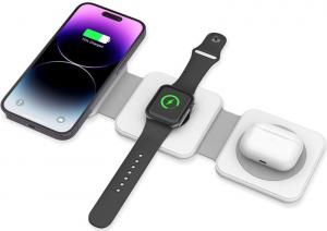 OUTLET: Ładowarka indukcyjna Tech-Protect, A24 3w1 Magnetic Wireless Charger 15W MagSafe, biała