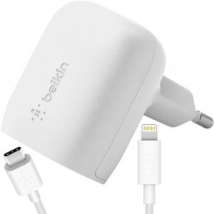 Ładowarka sieciowa Belkin Boost USB-C PD 3.1 PPS MFi 20W + kabel Lightning 1m, biała