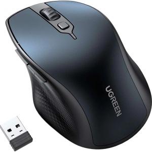 Bezprzewodowa mysz ergonomiczna, Ugreen MU101 Ergonomic Wireless Mouse, USB 2.4GHz, Bluetooth, niebieska