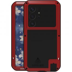 Etui pancerne + szkło LOVE MEI Powerful do Galaxy S25 Ultra, czerwone