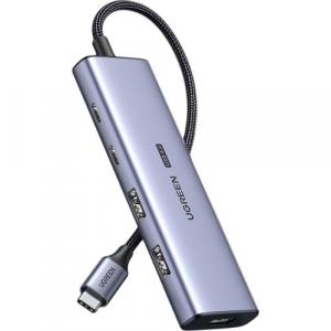 HUB 5w1 Ugreen 2x USB-A, 2x USB-C, HDMI 2.1 8K 60Hz, szary