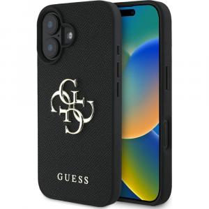 Etui Guess Grained Big 4G Small Classic Logo do iPhone 16, czarne