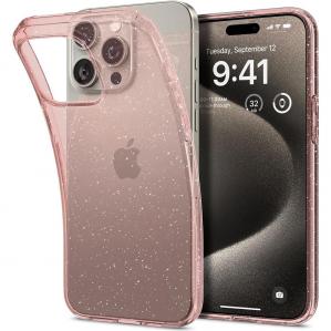OUTLET: Etui Spigen Liquid Crystal do iPhone 15 Pro Max, różowe z brokatem