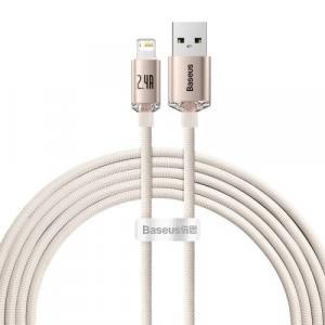 Kabel Baseus Crystal Shine 20W 2,4A USB do Lightning 2m, różowy