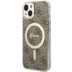 Etui Guess Hardcase 4G MagSafe do iPhone 14 Plus, brązowe