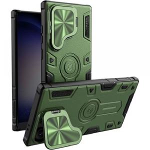 Etui z ochroną aparatu Nillkin CamShield Armor Prop Magnetic Case do Galaxy S24 Ultra, zielone