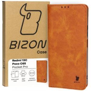 Etui z klapką Bizon Case Pocket Pro do Xiaomi Redmi 13C / Xiaomi Poco C65, brązowe