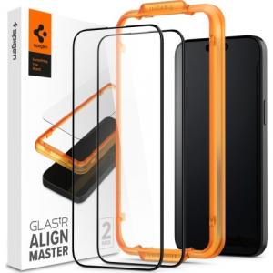 Szkło do etui Spigen Glas.tR FC AM 2-Pack do iPhone 15 Pro Max, z czarną ramką