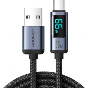 OUTLET: Kabel do ładowania / transmisji danych Joyroom Prism Series USB-A do USB-C, 66W, 1.2m, czarny