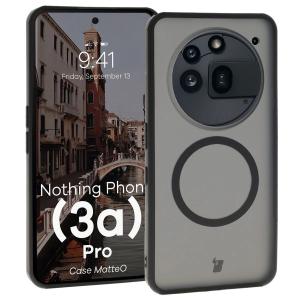 Etui z pierścieniem magnetycznym Bizon Case MatteO do Nothing Phone (3a) Pro, przydymione-czarne