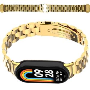 Pasek ze stali nierdzewnej Bizon Strap Watch Aura doXiaomi Smart Band 9 / 9 NFC / 8, złoty