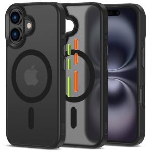 Etui z wymiennymi nakładkami na przyciski Tech-Protect Magmat XT do iPhone 16 do MagSafe, przezroczysto-czarne