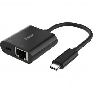OUTLET: Adapter Belkin USB-C do Ethernet z portem ładowania USB-C PD 100W, czarny
