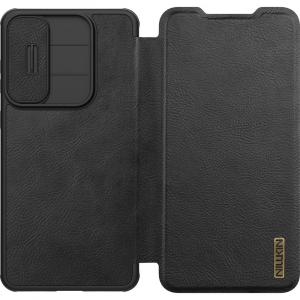 Etui z klapką i ochroną aparatu Nillkin Qin Pro do Galaxy S25 Edge, czarne
